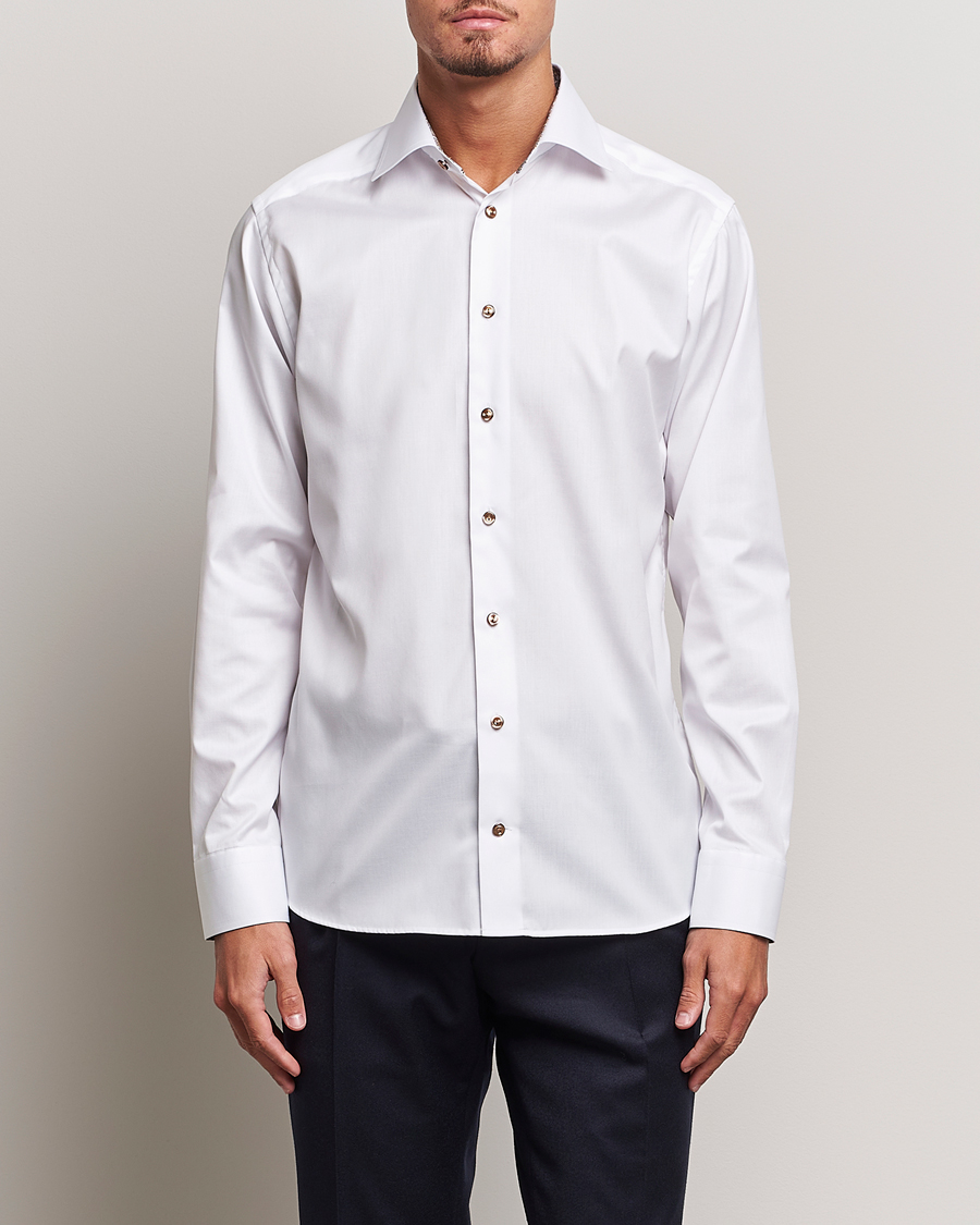 Mies | Bisnespaidat | Eton | Slim Fit Signature Twill Contrast Shirt White