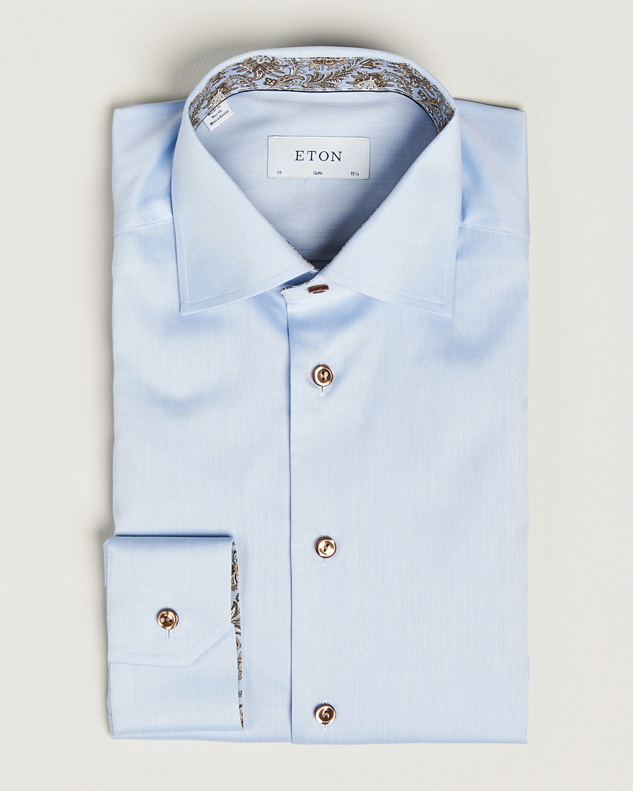 Mies | Kauluspaidat | Eton | Slim Fit Signature Twill Contrast Shirt Blue