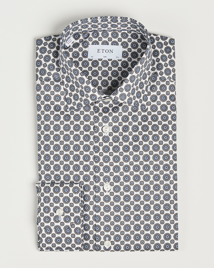 Mies |  | Eton | Slim Fit Signature Twill Printed Shirt Brown