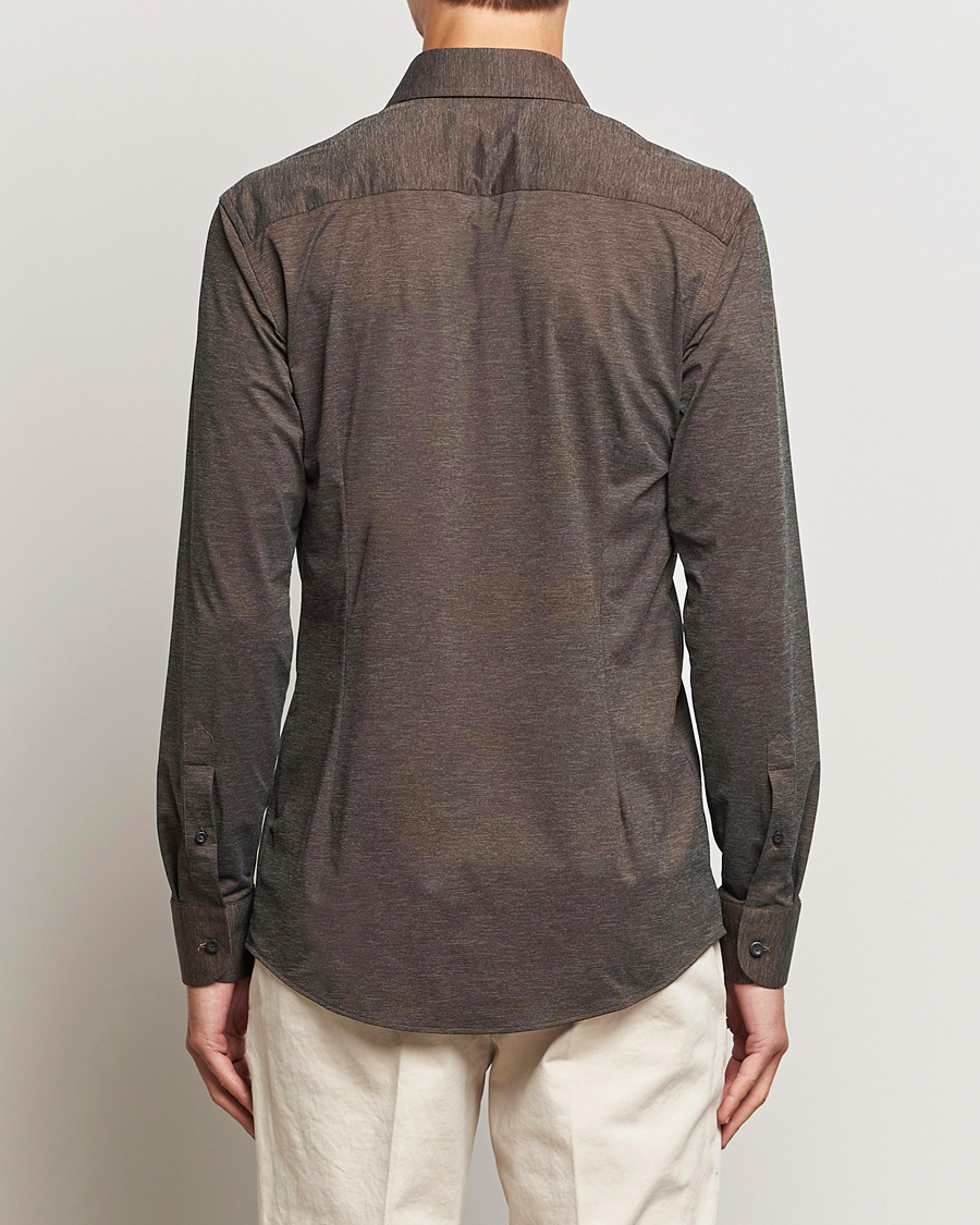 Mies | Kauluspaidat | Eton | Slim Fit Four Way Stretch Shirt Brown Melange