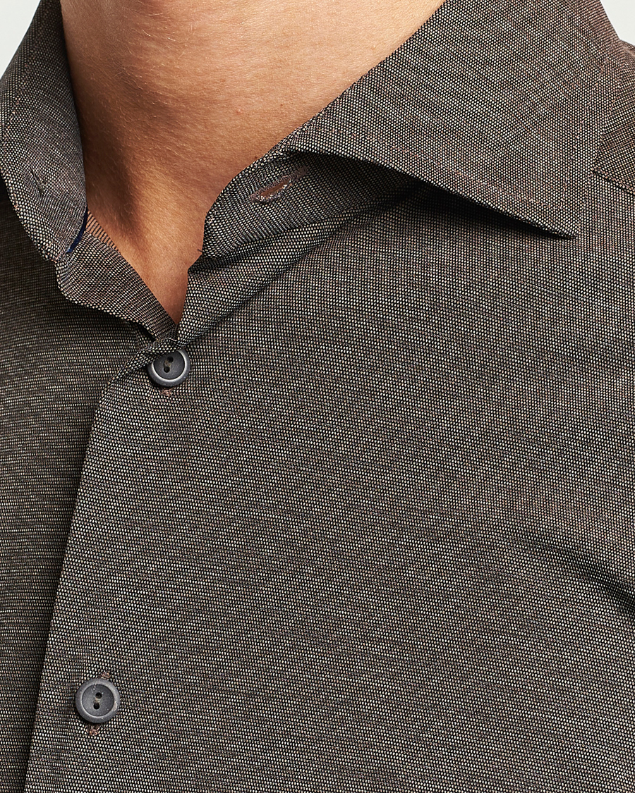 Mies | Kauluspaidat | Eton | Slim Fit Four Way Stretch Shirt Brown Melange