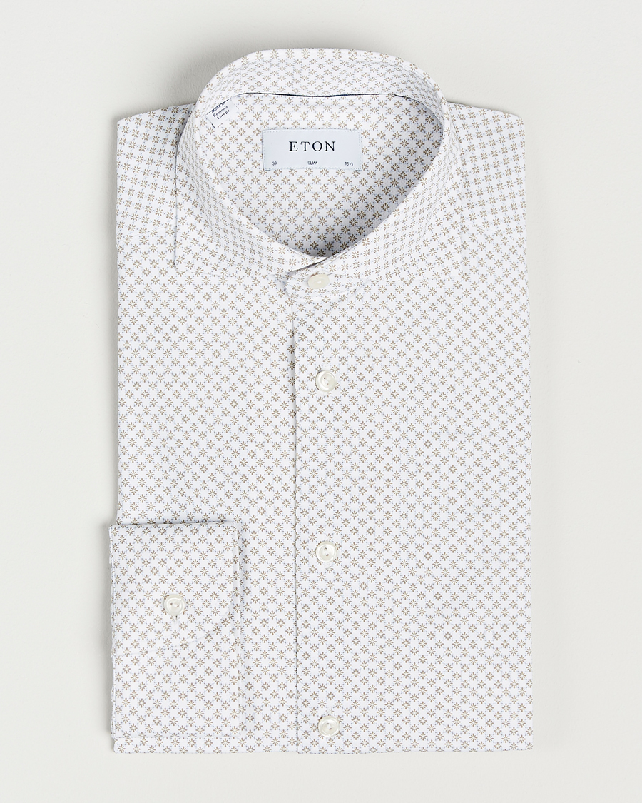 Mies | Kauluspaidat | Eton | Slim Fit Four Way Stretch Printed Shirt Beige