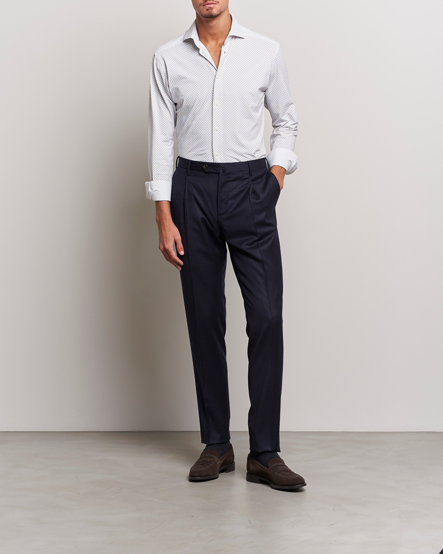 Mies | Kauluspaidat | Eton | Slim Fit Four Way Stretch Printed Shirt Beige