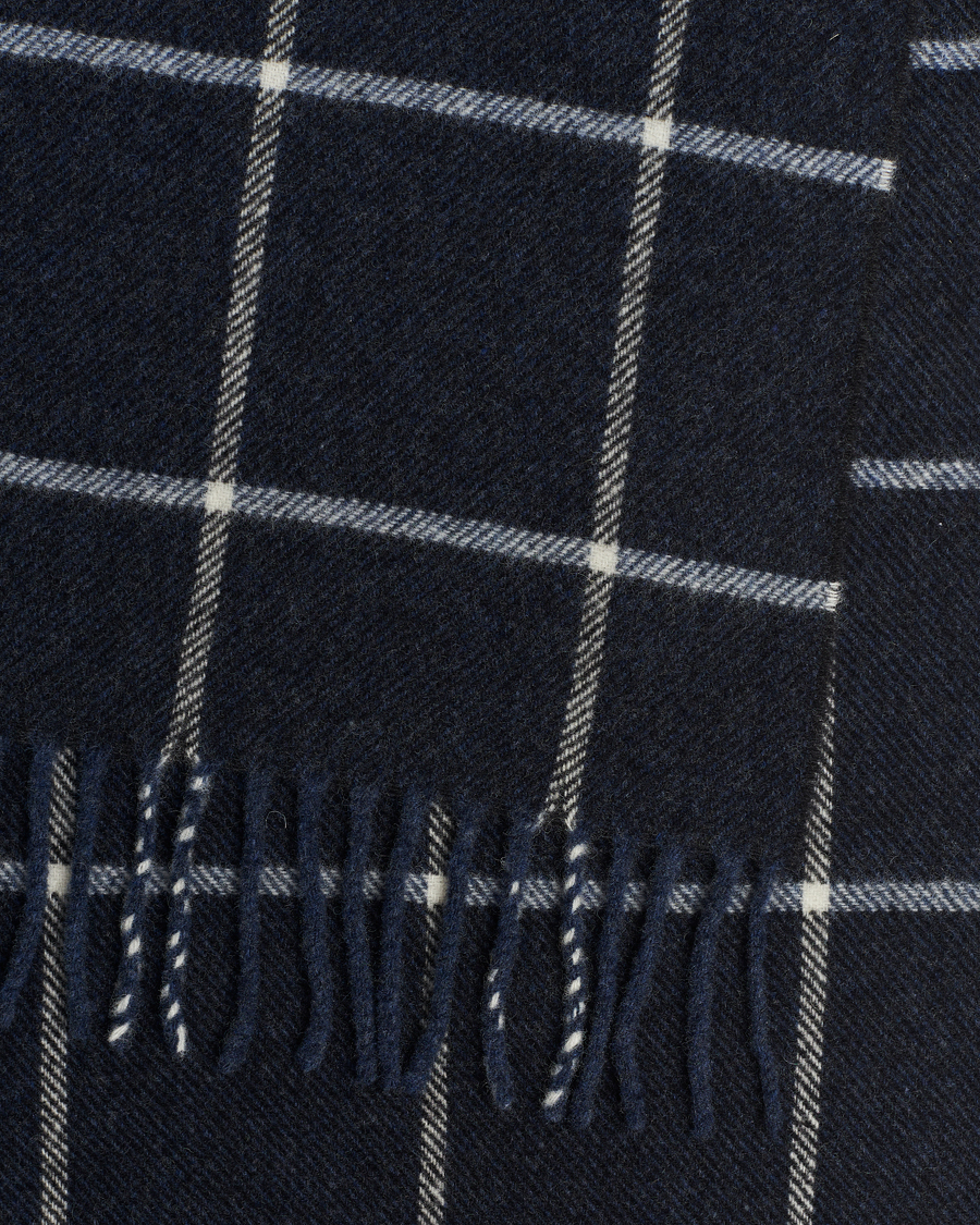 Mies | Eton Checked Wool Scarf Navy Blue | Eton | Checked Wool Scarf Navy Blue