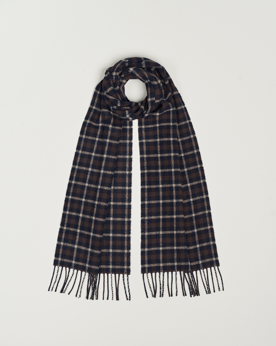 Mies | Eton Checked Wool Scarf Dark Brown | Eton | Checked Wool Scarf Dark Brown
