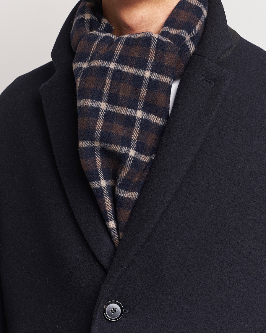 Mies | Eton Checked Wool Scarf Dark Brown | Eton | Checked Wool Scarf Dark Brown