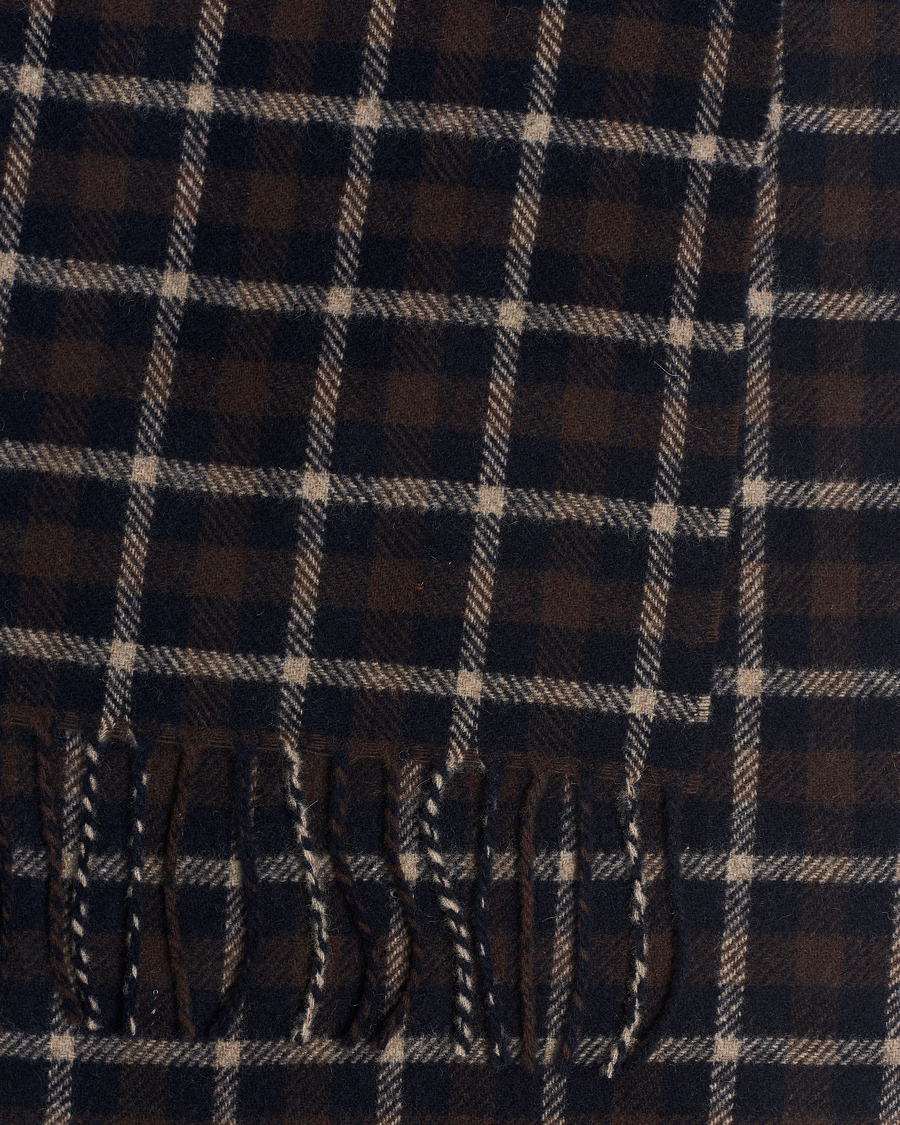 Mies | Eton Checked Wool Scarf Dark Brown | Eton | Checked Wool Scarf Dark Brown