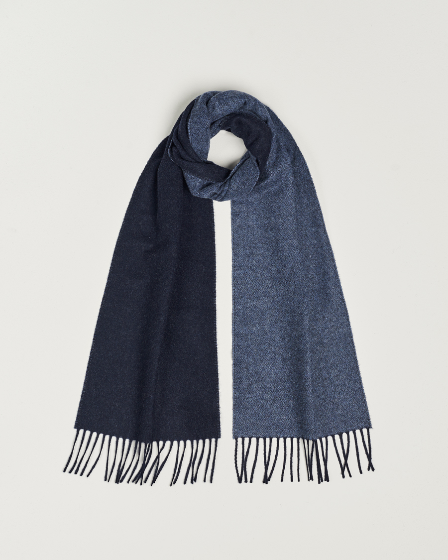 Mies | Eton Wool Two-Faced Scarf Navy/Blue | Eton | Wool Two-Faced Scarf Navy/Blue