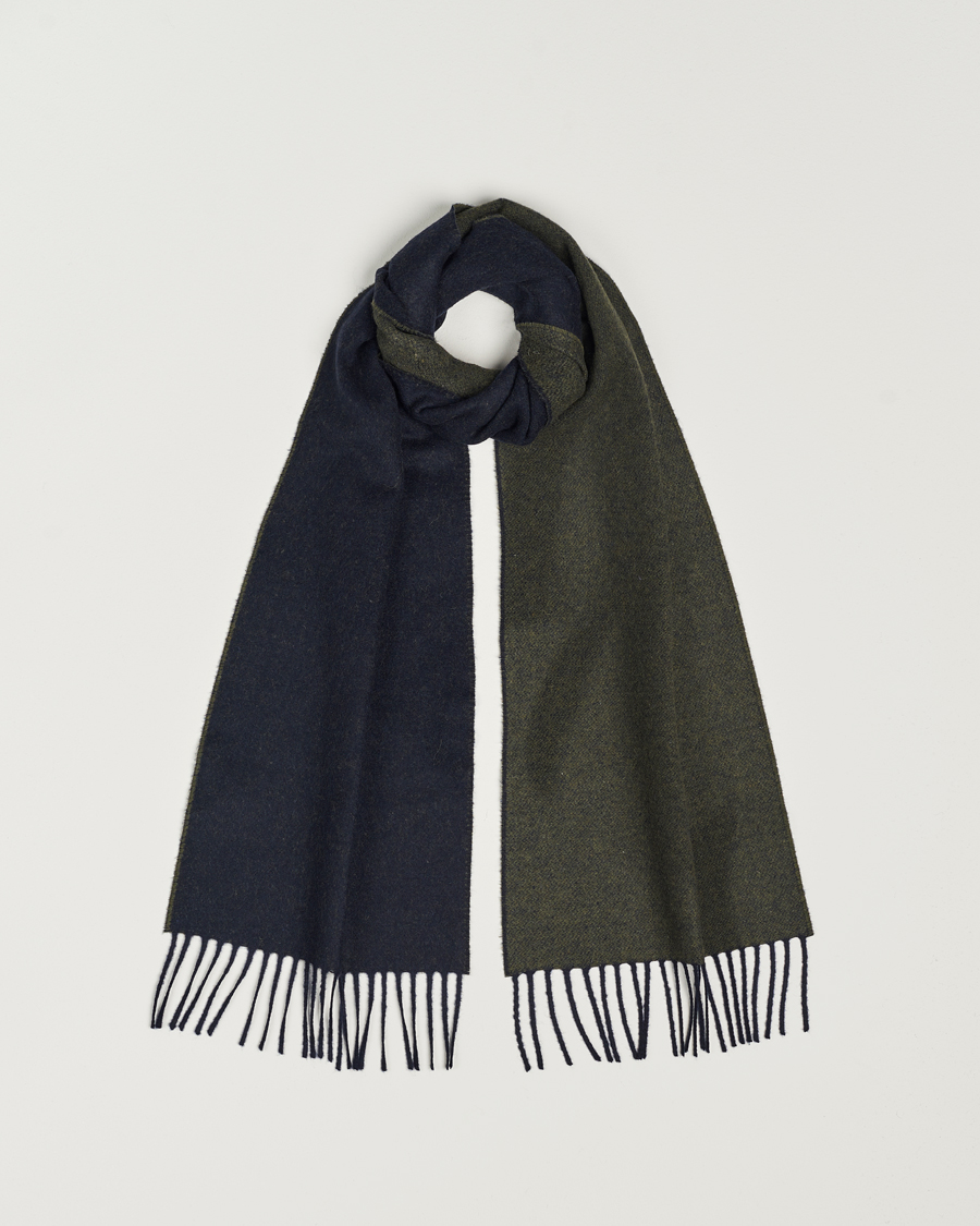 Mies | Eton Wool Two-Faced Scarf Green/Navy | Eton | Wool Two-Faced Scarf Green/Navy