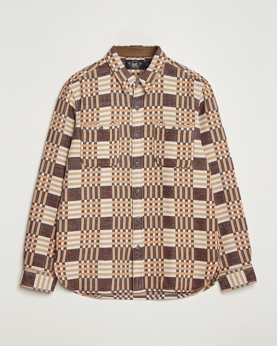 Mies |  | RRL | Cody Brushed Flannel Overshirt Brown Check