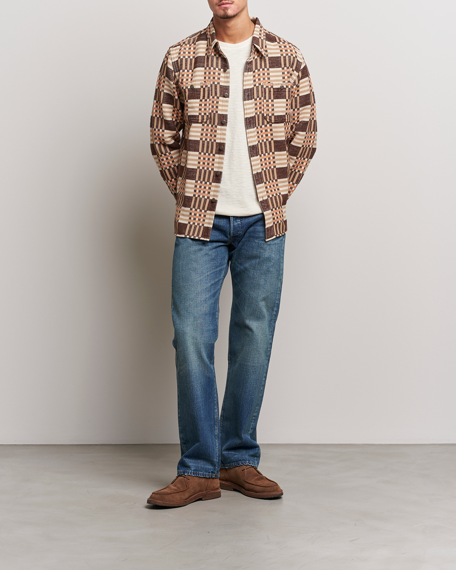 Mies | Kauluspaidat | RRL | Cody Brushed Flannel Overshirt Brown Check
