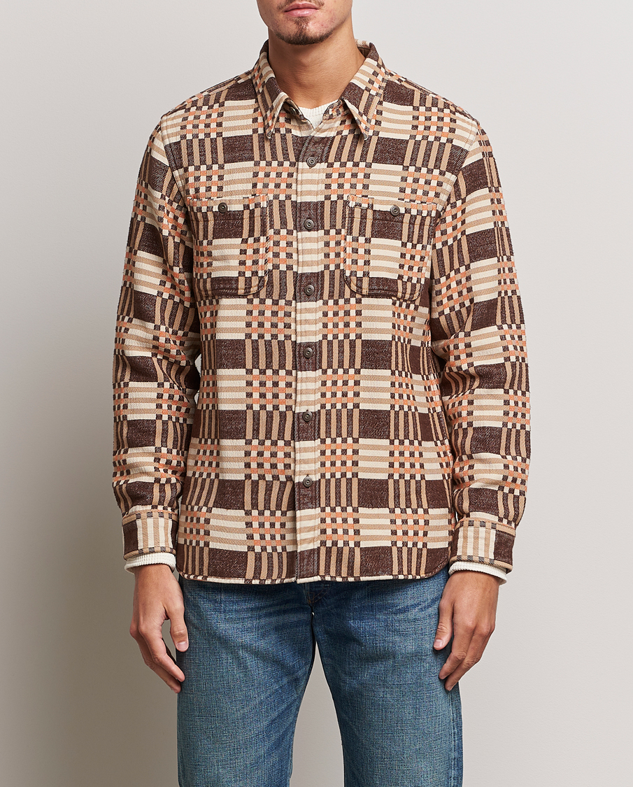 Mies | RRL | RRL | Cody Brushed Flannel Overshirt Brown Check