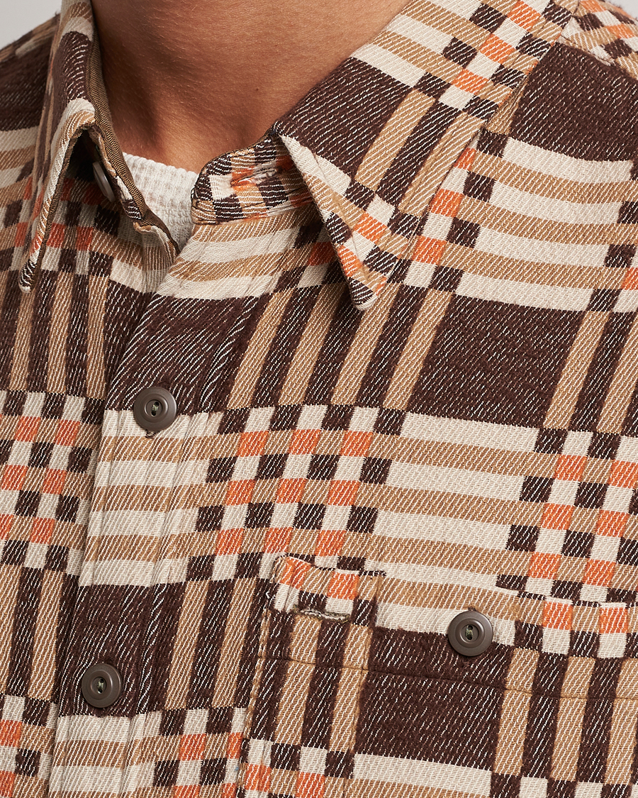 Mies | Kauluspaidat | RRL | Cody Brushed Flannel Overshirt Brown Check