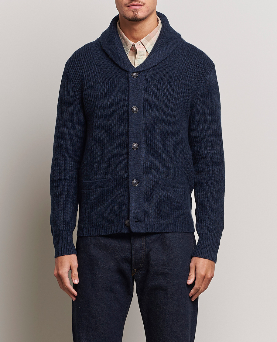 Mies |  | RRL | Recycled Cashmere Shawl Cardigan Navy Heather