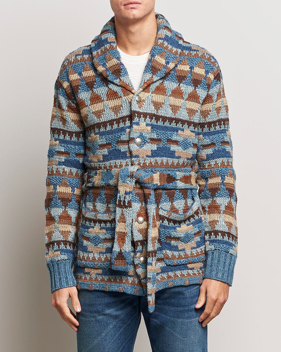 Mies | Puserot | RRL | Ranch Shawl Collar Cardigan Brown/Blue