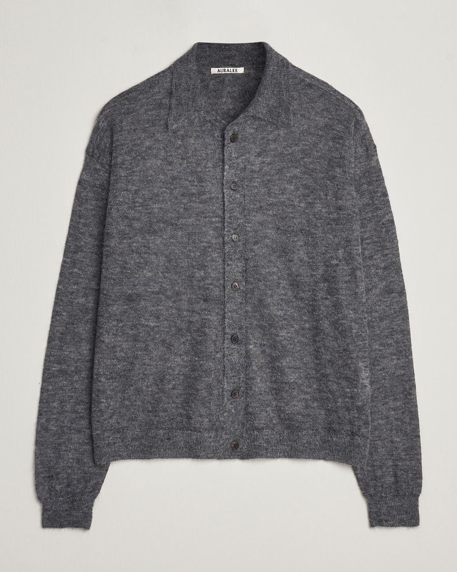 Mies | Puserot | Auralee | Kid Mohair Knit Cardigan Charcoal