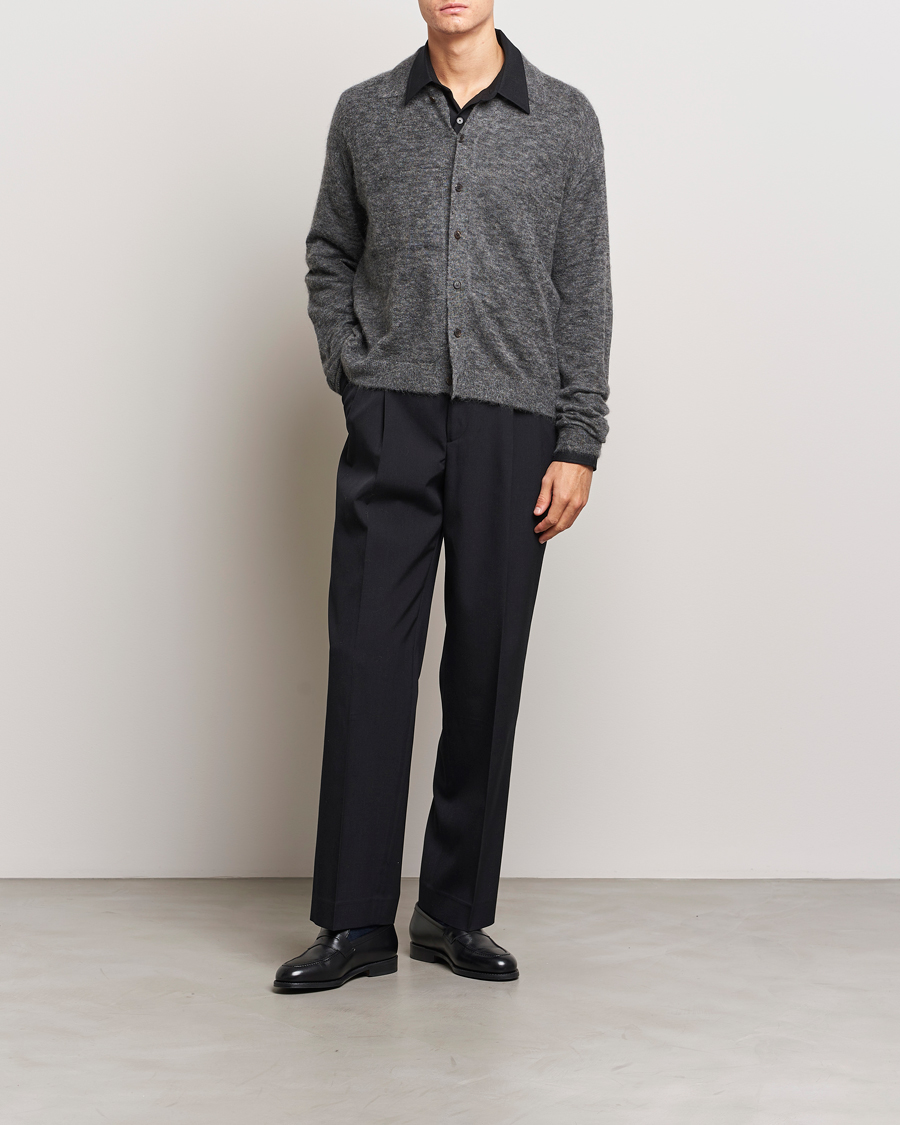Mies | Puserot | Auralee | Kid Mohair Knit Cardigan Charcoal