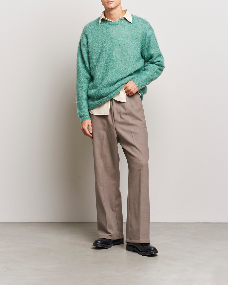 Mies | Puserot | Auralee | Brushed Mohair Pullover Jade Green