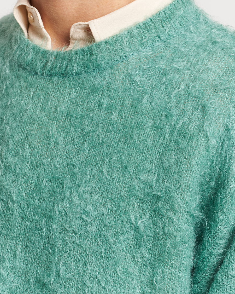 Mies | Puserot | Auralee | Brushed Mohair Pullover Jade Green
