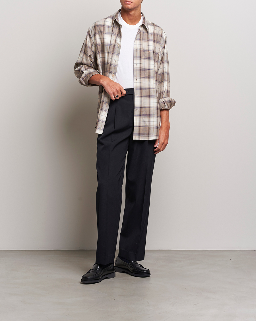 Mies | Kauluspaidat | Auralee | Super Light Wool Shirt Brown Check