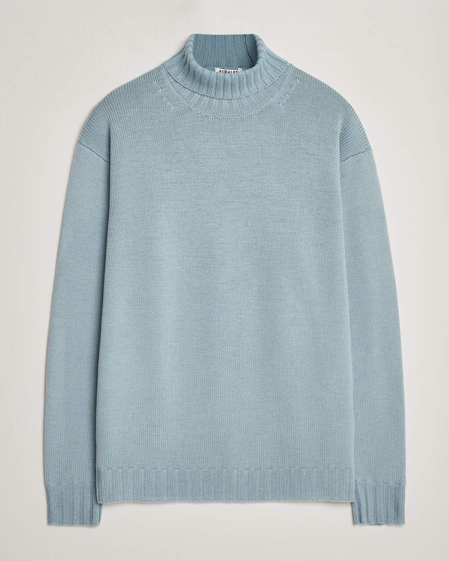 Mies | Puserot | Auralee | Washed French Merino Rollneck Light Blue