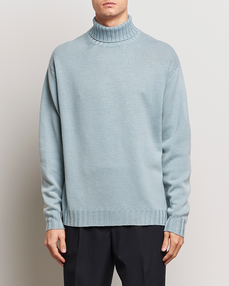 Mies | Puserot | Auralee | Washed French Merino Rollneck Light Blue