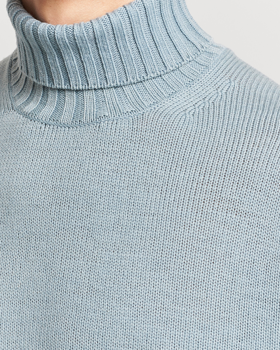 Mies | Puserot | Auralee | Washed French Merino Rollneck Light Blue