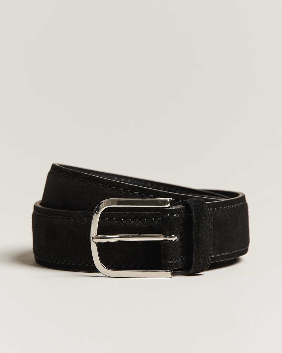 Mies | Orciani Suede Belt 3,5 cm Black | Orciani | Suede Belt 3,5 cm Black