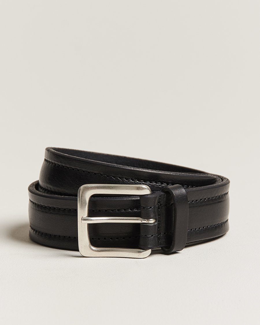 Mies | Orciani Vachetta Stitched Belt 3,5 cm Black | Orciani | Vachetta Stitched Belt 3,5 cm Black
