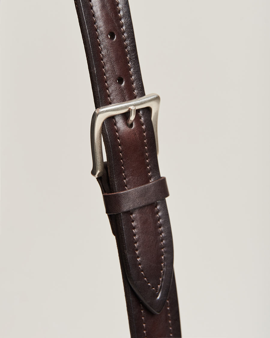 Mies | Orciani Vachetta Stitched Belt 3,5 cm Dark Brown | Orciani | Vachetta Stitched Belt 3,5 cm Dark Brown