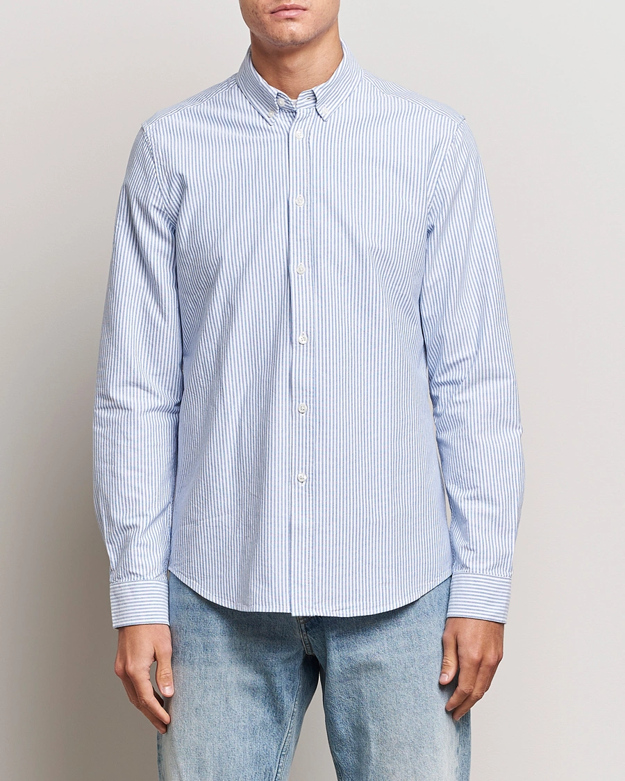 Mies |  | Samsøe & Samsøe | Liam Striped Button Down Shirt  Blue/White