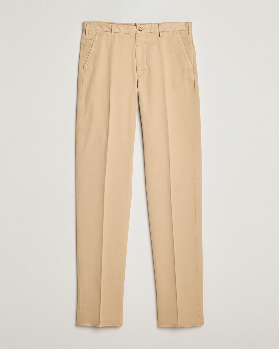 Mies | Chinot | Incotex | Straight Fit Cotton Chinos Light Beige
