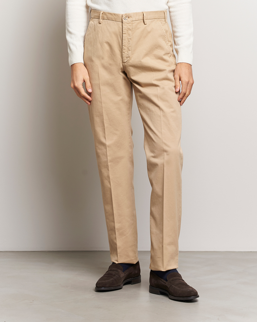 Mies | Chinot | Incotex | Straight Fit Cotton Chinos Light Beige