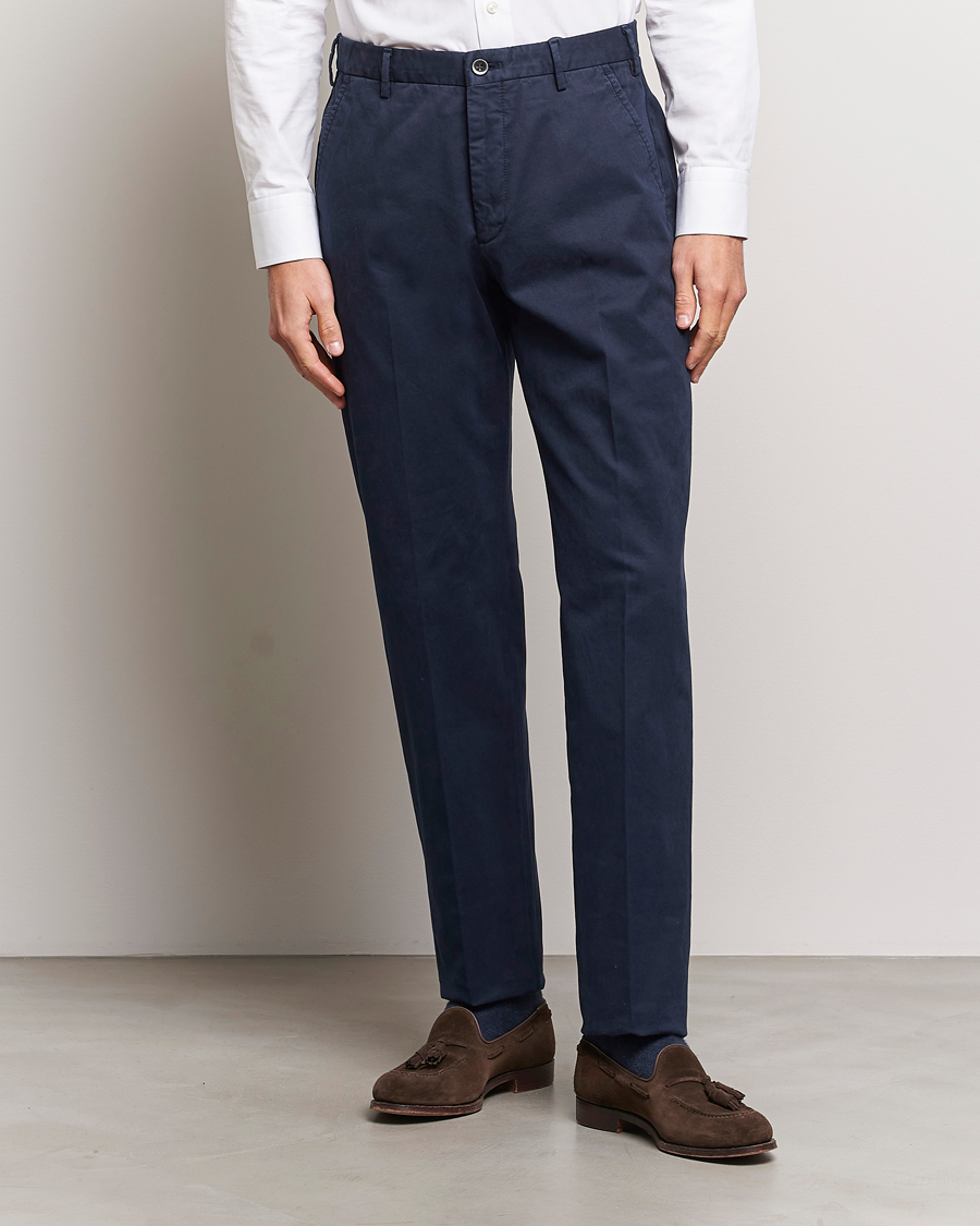Mies |  | Incotex | Straight Fit Cotton Chinos Navy