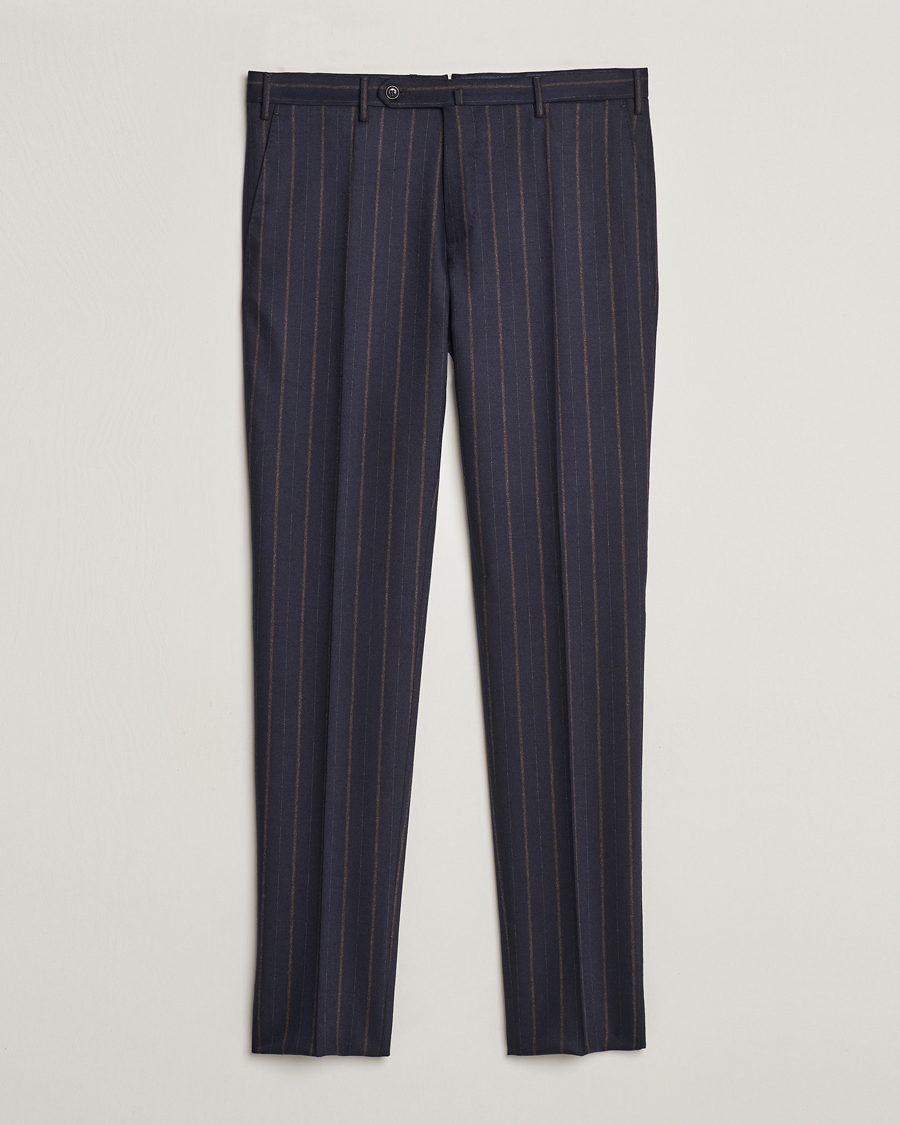 Mies | Incotex | Incotex | Wool/Cashmere Stretch Pinstripe Trousers Navy