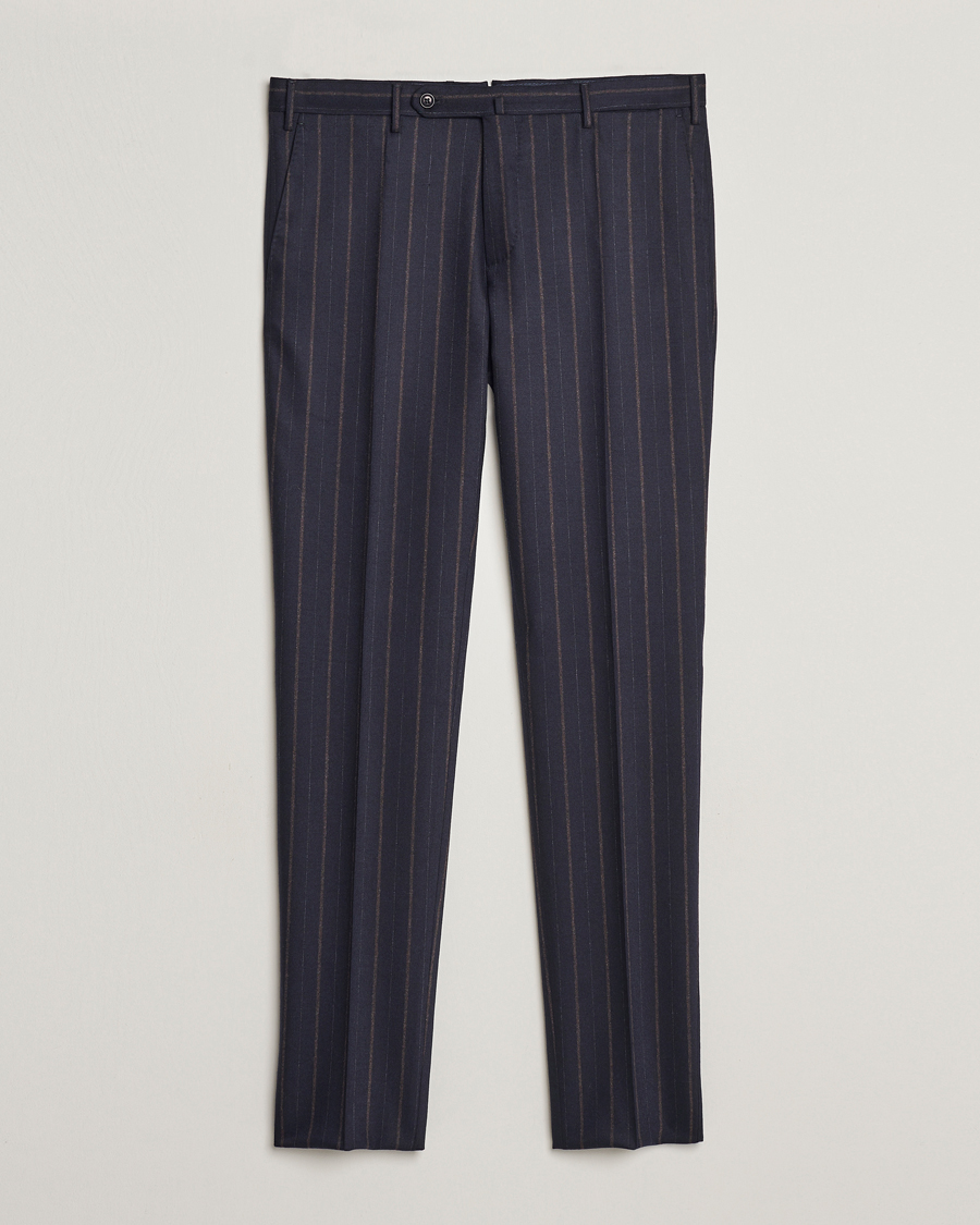 Mies | Housut | Incotex | Wool/Cashmere Stretch Pinstripe Trousers Navy