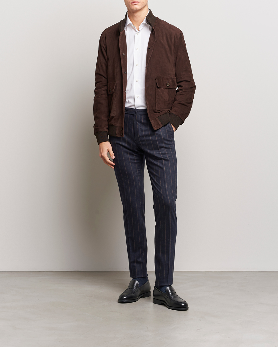 Mies | Housut | Incotex | Wool/Cashmere Stretch Pinstripe Trousers Navy