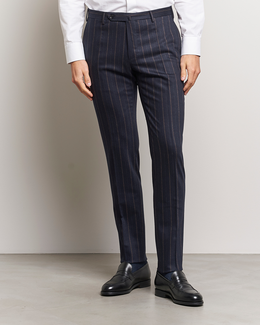 Mies | Housut | Incotex | Wool/Cashmere Stretch Pinstripe Trousers Navy