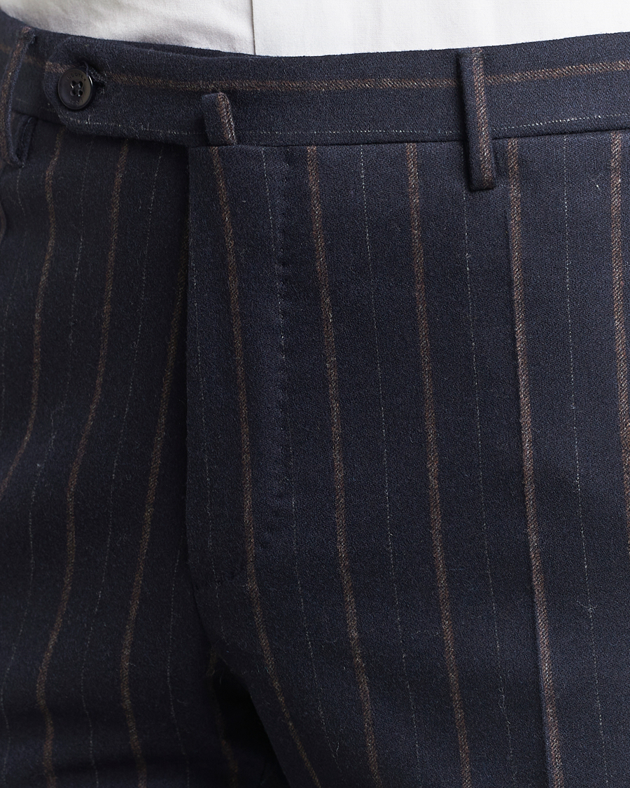 Mies | Housut | Incotex | Wool/Cashmere Stretch Pinstripe Trousers Navy