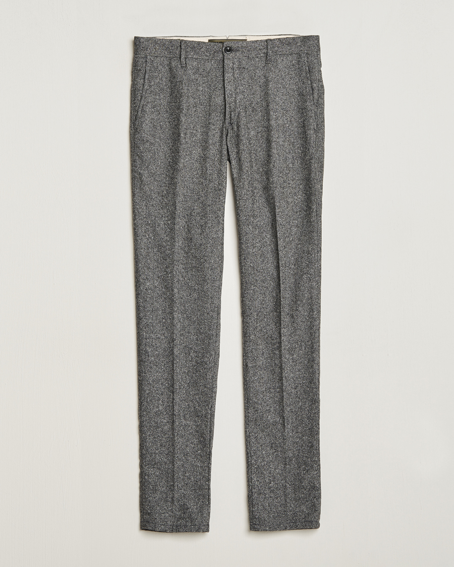 Mies | Housut | Incotex | Slim Fit Washed Wool/Silk Slacks Grey Melange
