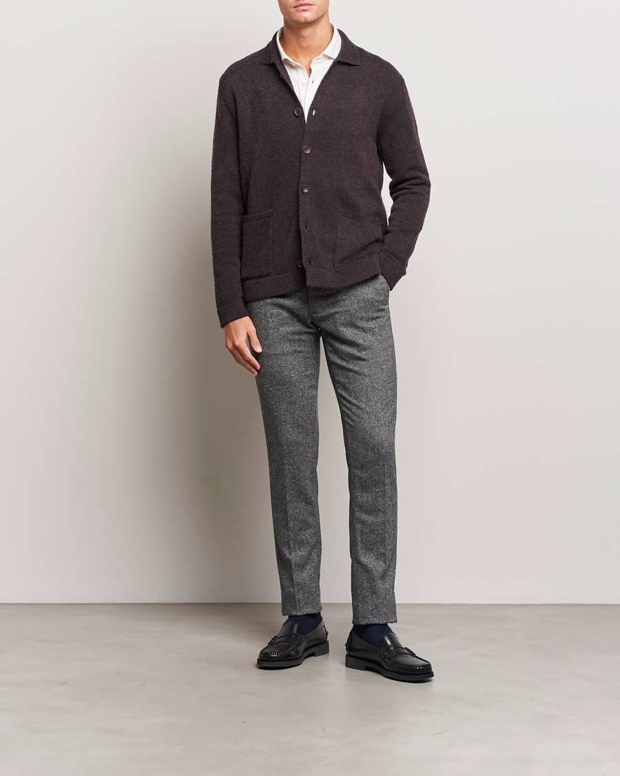 Mies | Housut | Incotex | Slim Fit Washed Wool/Silk Slacks Grey Melange