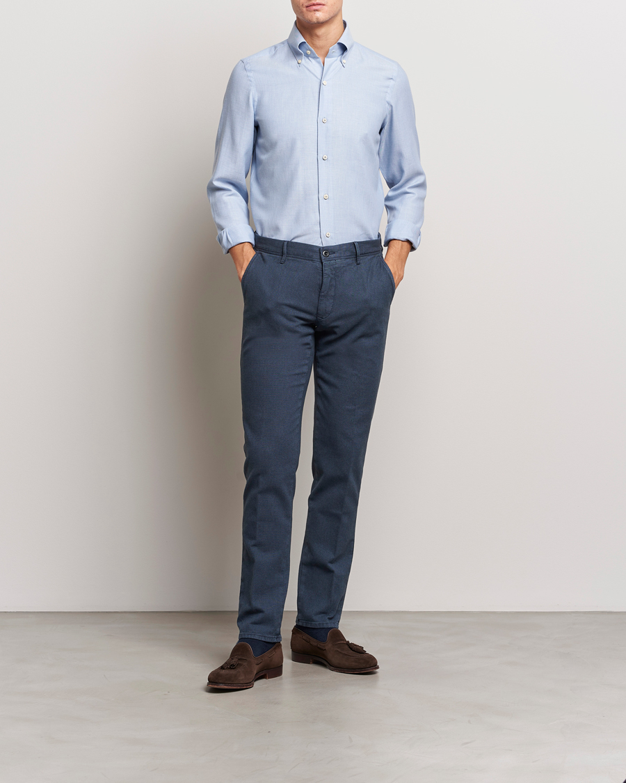 Mies | Housut | Incotex | Slim Fit Overdyed Microstructure Slacks Dark Blue
