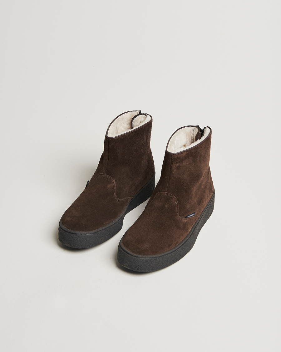 Mies | Nilkkurit | Sanders | Sherling Lined Suede Curling Boot Chocolate