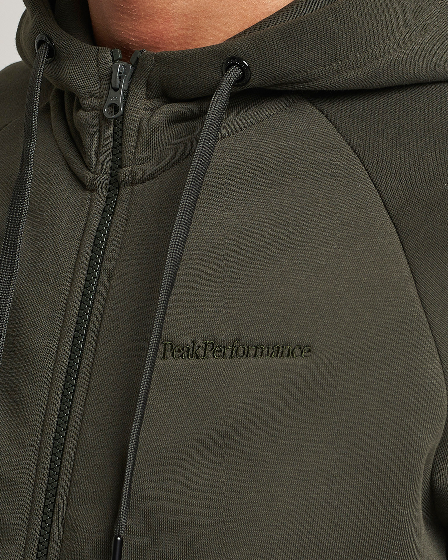 Mies | Puserot | Peak Performance | Original Logo Full Zip Hoodie Olive Extreme