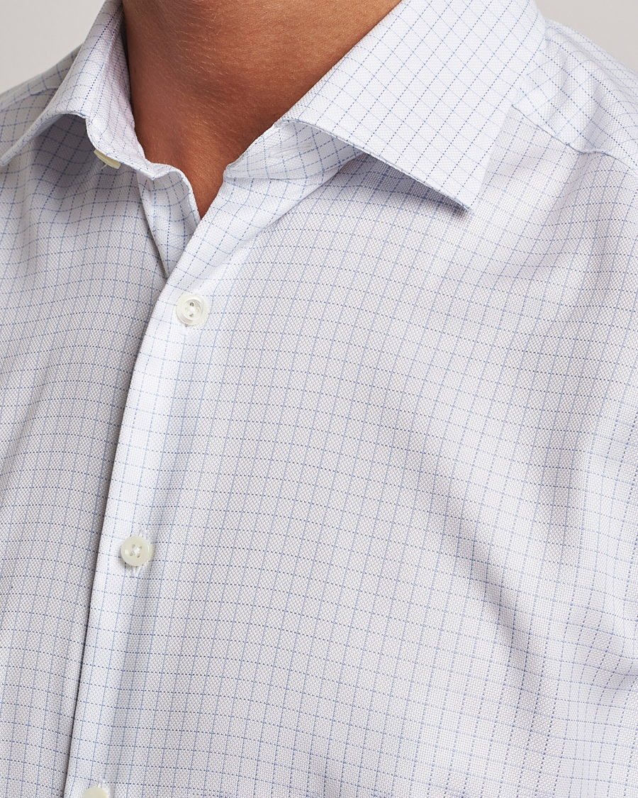 Mies | Kauluspaidat | Stenströms | Slimline Thin Check Cut Away Shirt White