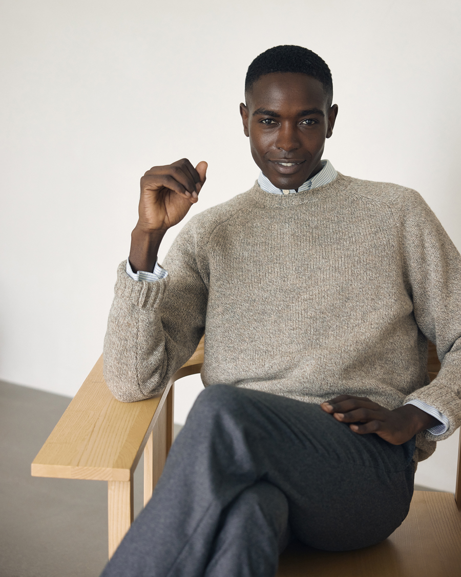 Mies | Puserot | Filson | Irish Wool 5-Guage Knitted Sweater Natural/Brown