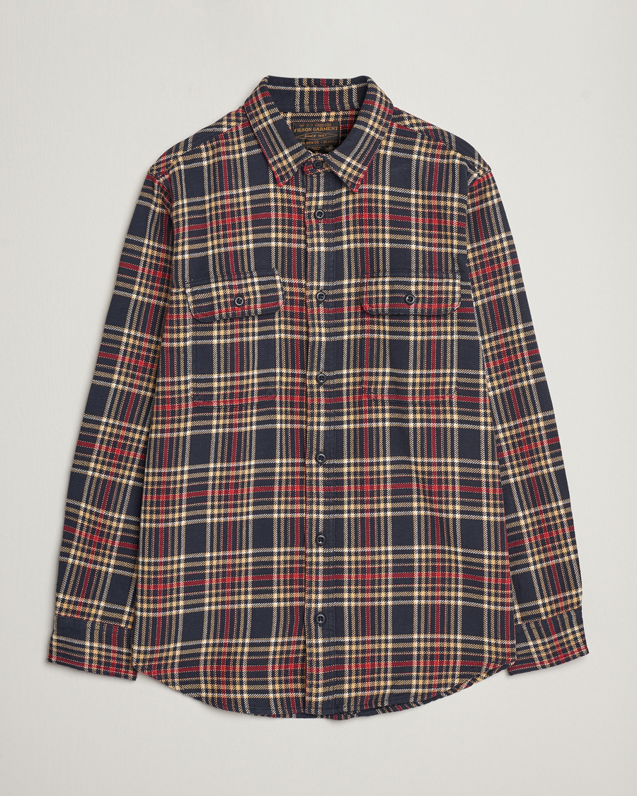 Mies |  | Filson | Vintage Flannel Work Shirt Navy/Ivory Red