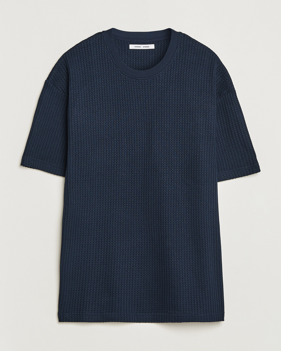 Mies | T-paidat | Samsøe Samsøe | Samsøe & Samsøe Dino Waffle Knitted Crew Neck T-Shirt Salute Navy