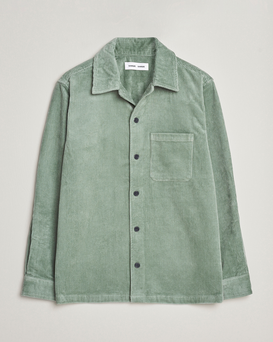 Mies | Kauluspaidat | Samsøe Samsøe | Samsøe & Samsøe Damon Corduroy Overshirt Iceberg Green