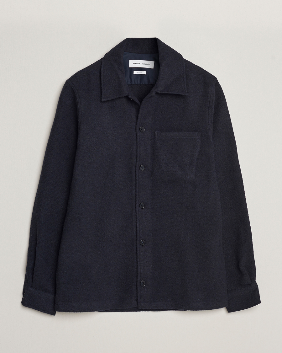 Mies | Kauluspaidat | Samsøe Samsøe | Samsøe & Samsøe Taka Waffle Knitted Overshirt Salute Navy